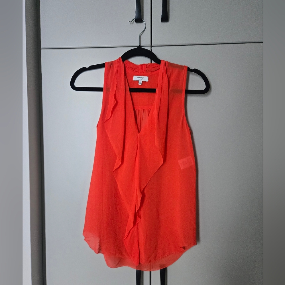 Babaton | Orange-Red Ainsley Silk Blouse - Size XXXS